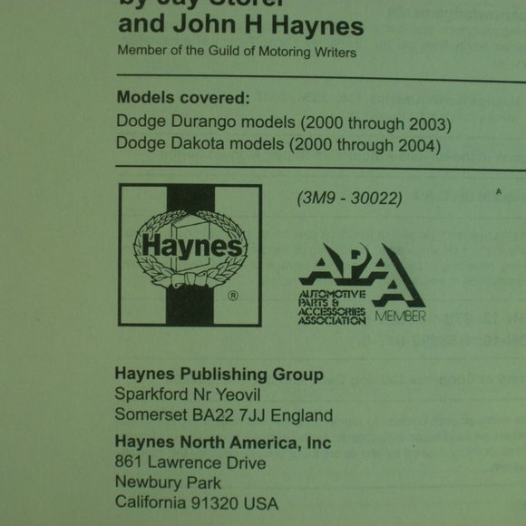 Haynes Dodge Durango & Dakota Pickups Repair Manual - Picture 15 of 16